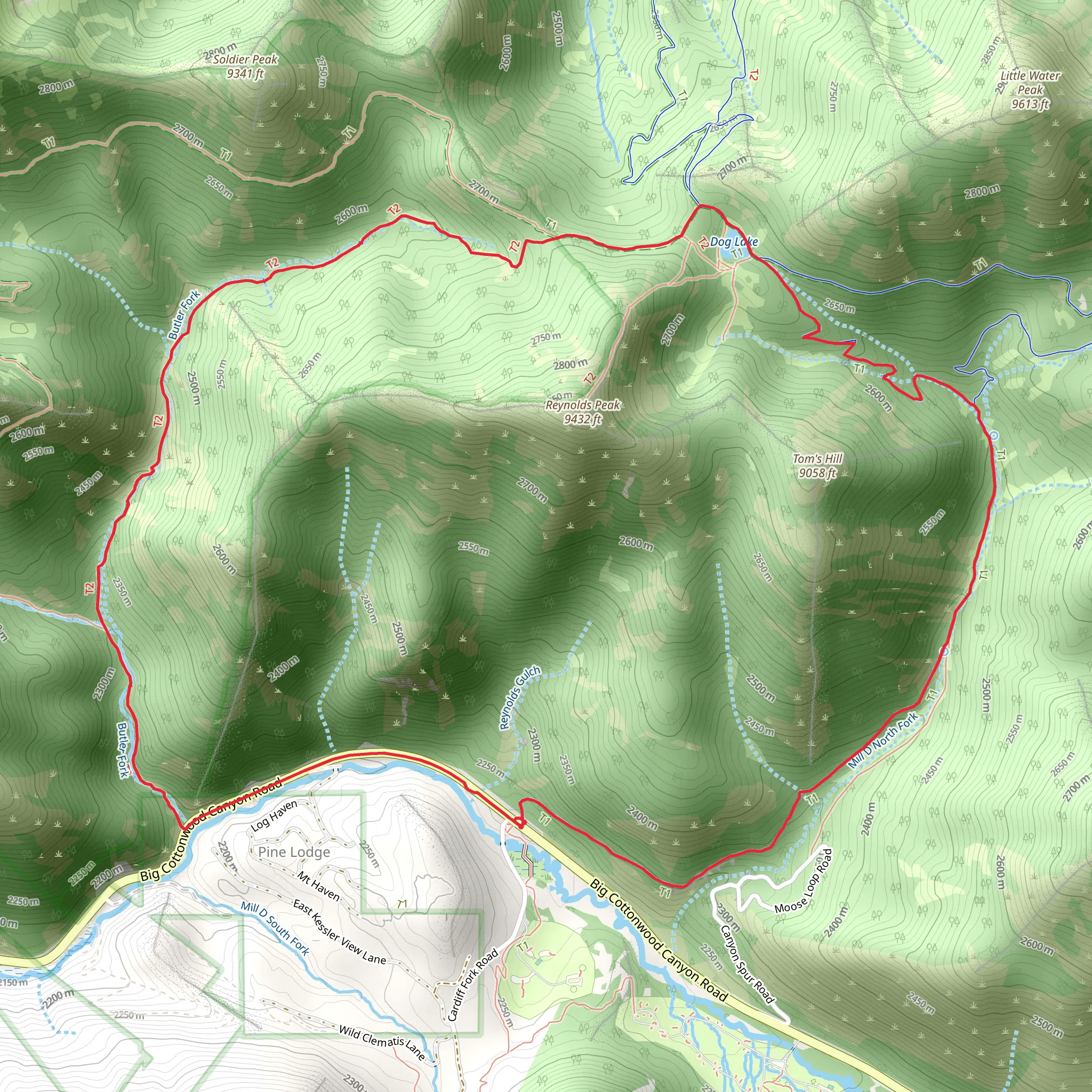 Mill D North Fork Trail and Butler Fork Trail mobile static map