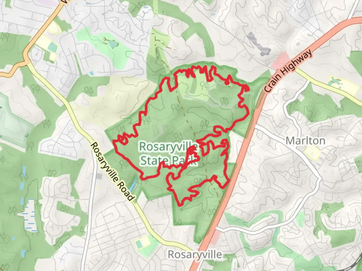 An image depicting the trail Perimeter and Social Loop Trail and its surrounding area.
