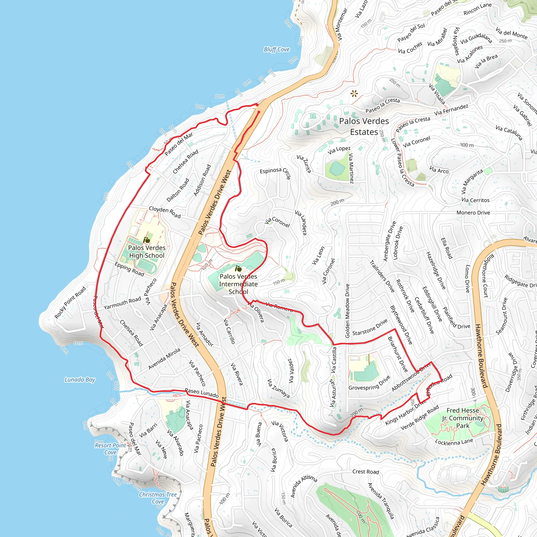 Palos Verdes Cross Country Course Loop mobile static map