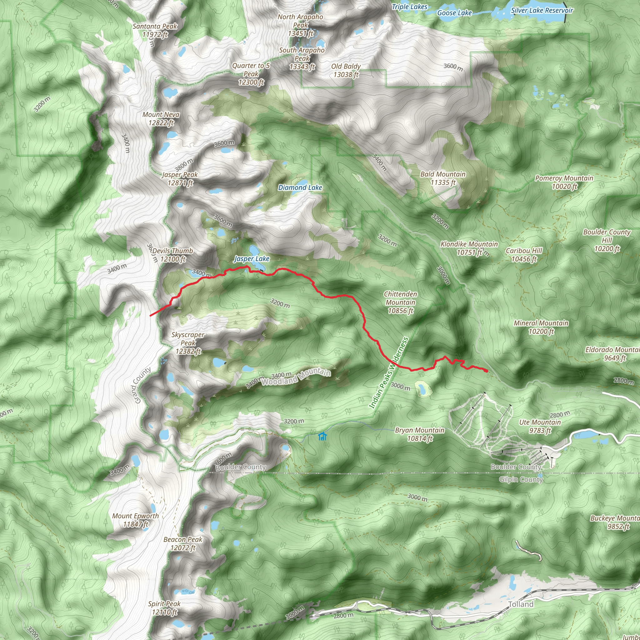 Devils Thumb Trail mobile static map