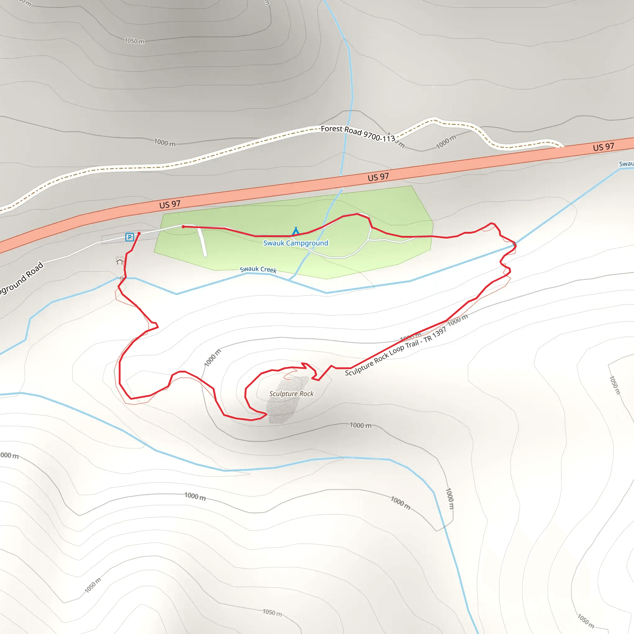 Sculpture Rock Trail mobile static map