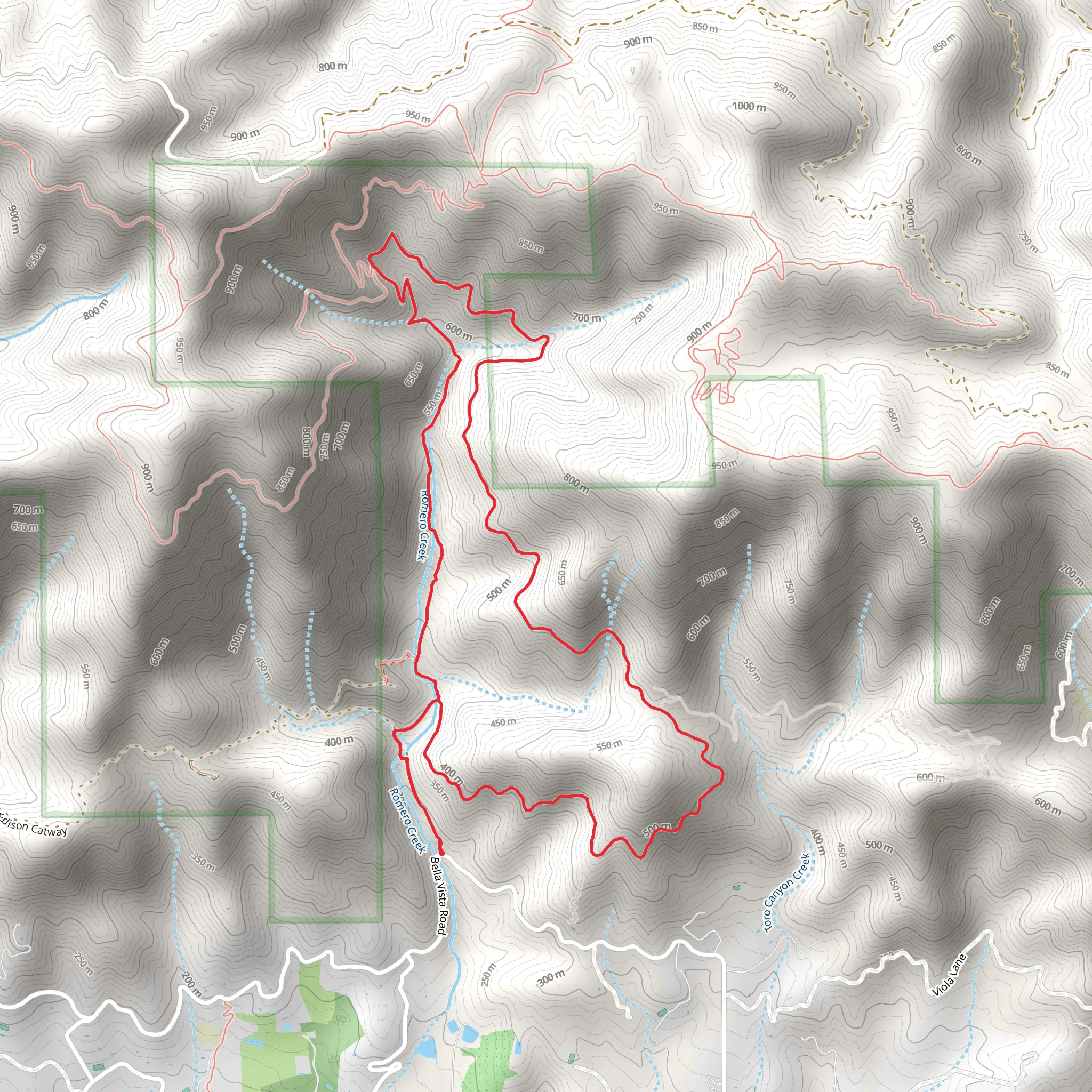 Romero Creek via Romero Trail mobile static map