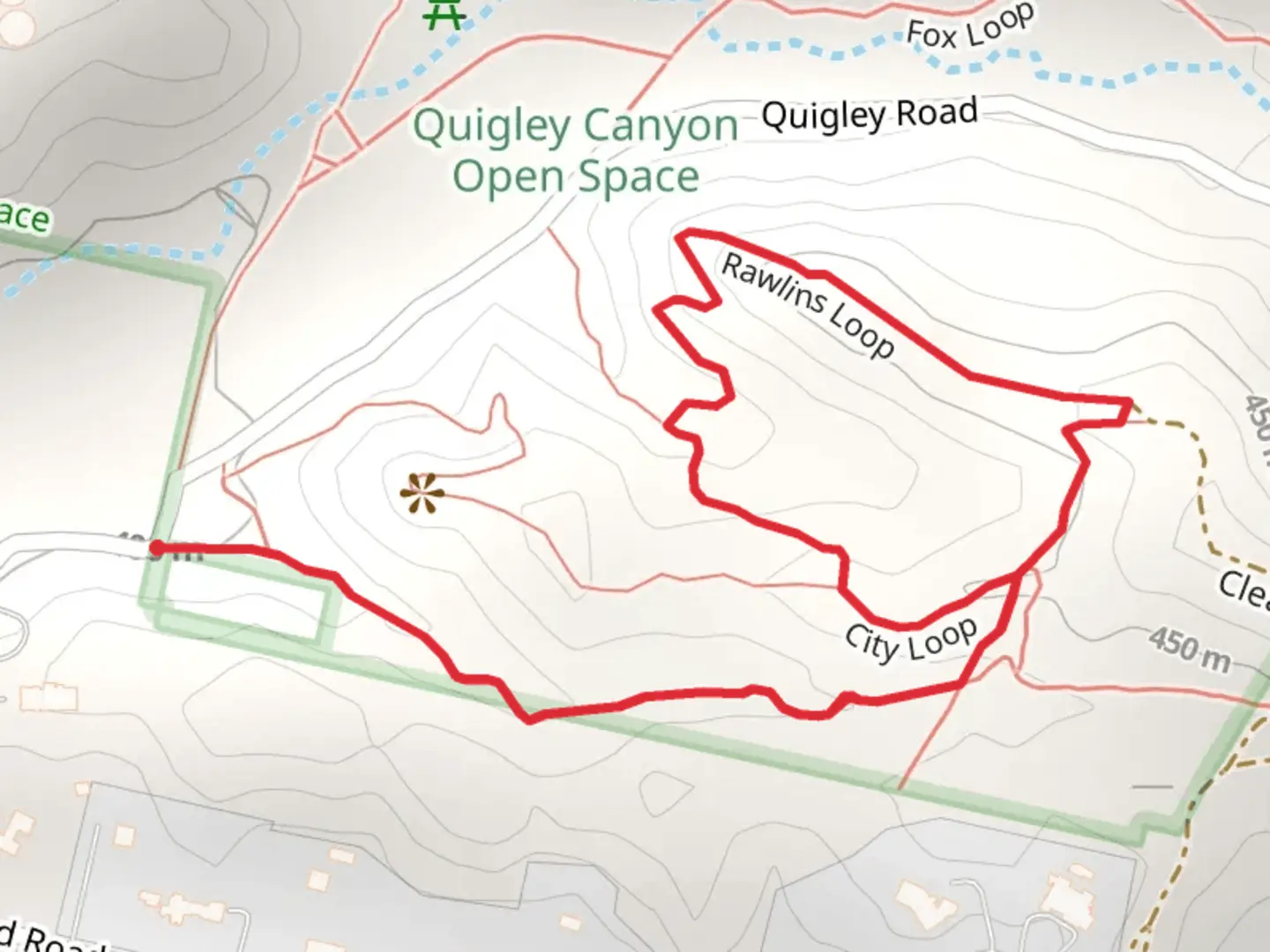 An image depicting the trail Rawlins and City Loop and its surrounding area.