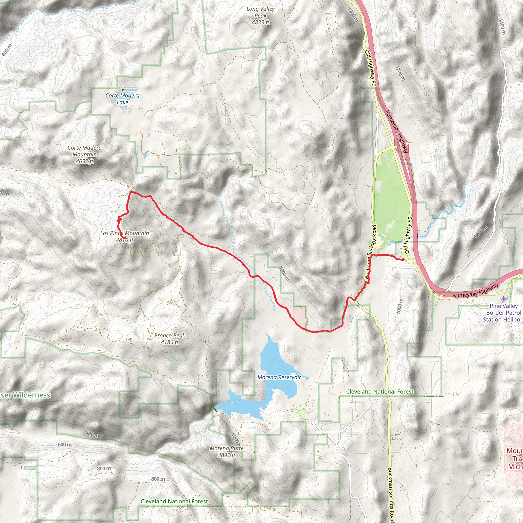 Los Pinos Mountain via PCT mobile static map