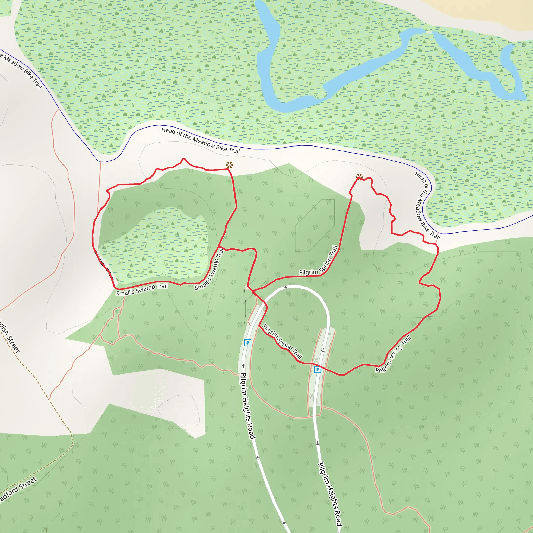 Small Swamp and Pilgrim Spring Trail Knot mobile static map