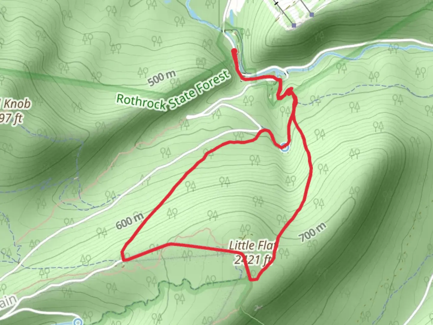 An image depicting the trail Little Flat via Thickhead Mountain Loop Trail and its surrounding area.