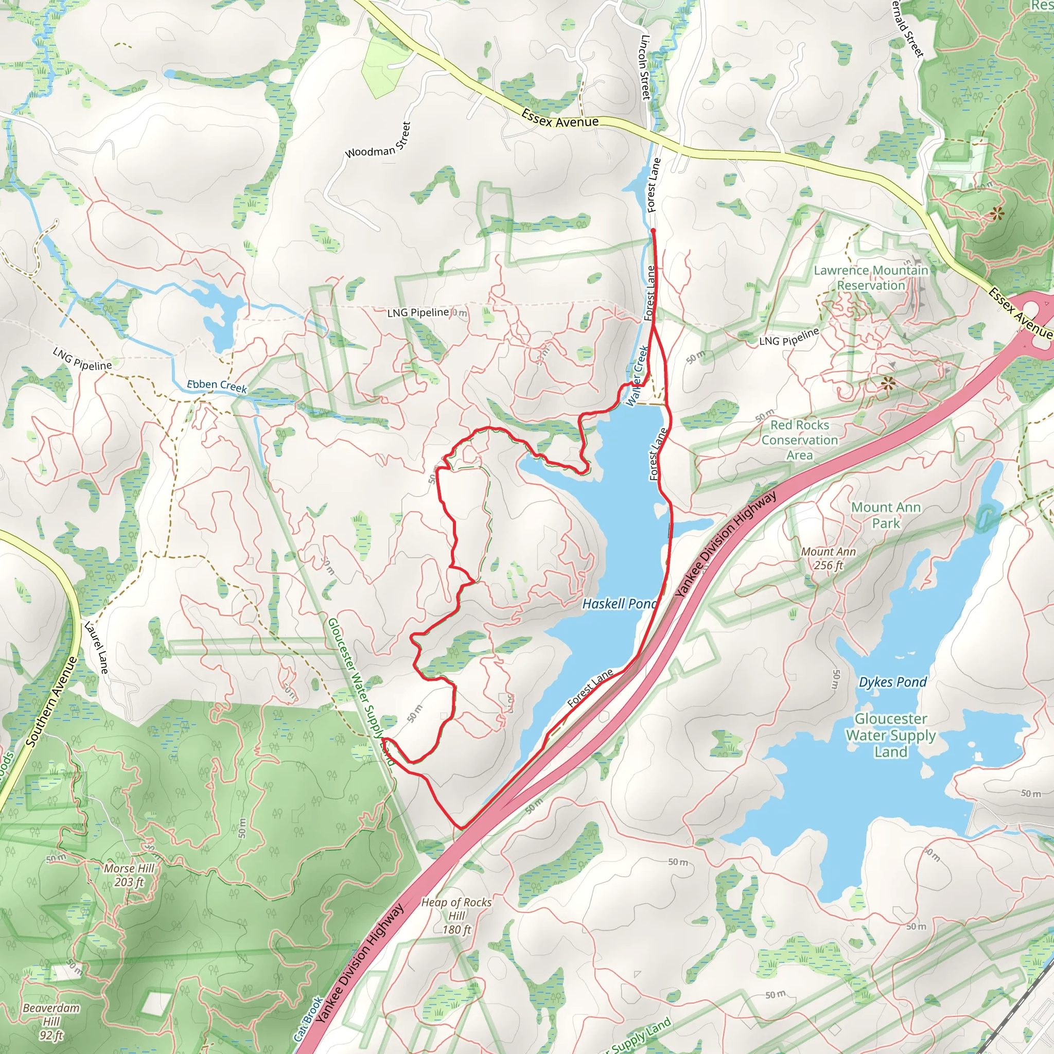 Haskell Pond Loop mobile static map