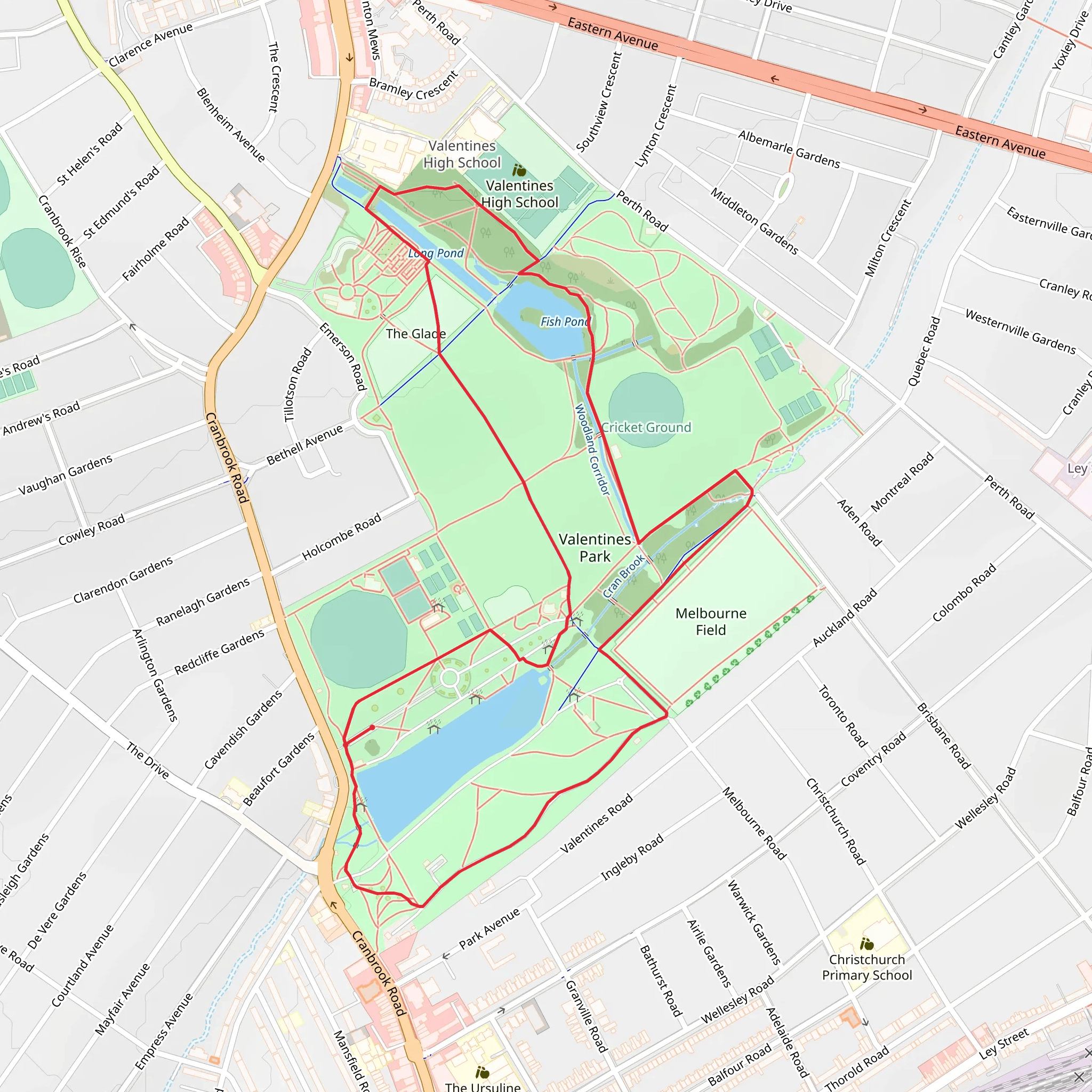 Long Pond and Valentines Park Walk mobile static map