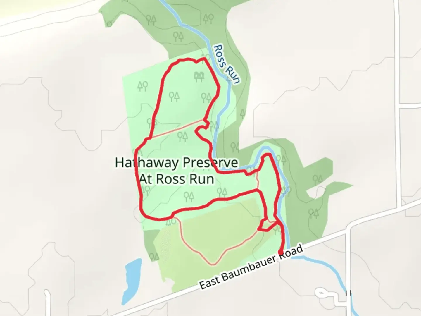 An image depicting the trail Hathaway Preserve At Ross Run and its surrounding area.