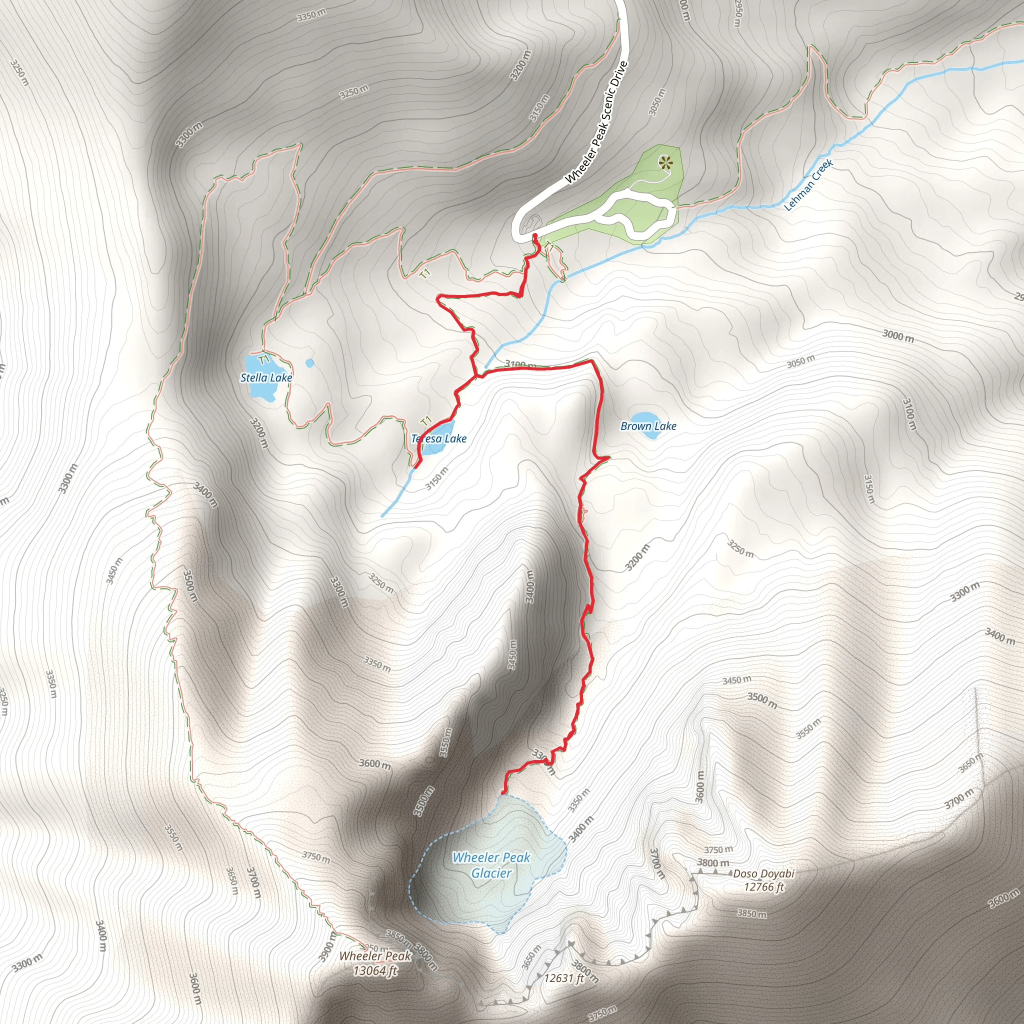 Bristlecone Pine Glacier Trail mobile static map