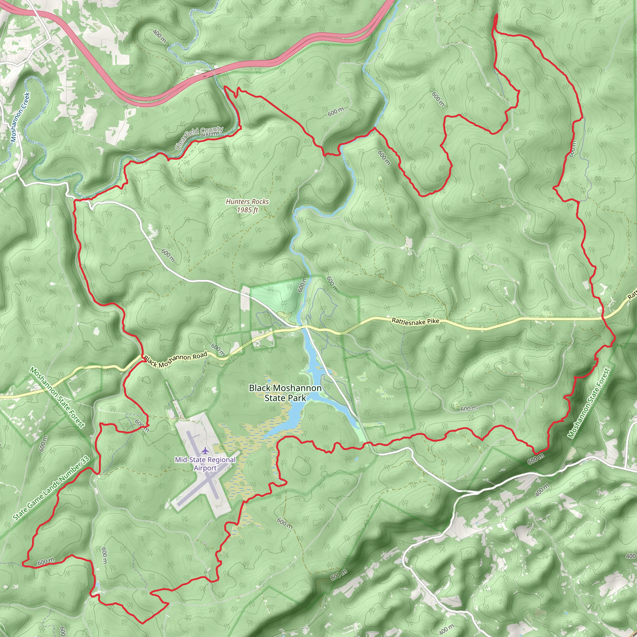 Beaver Mills, Rock Run and Moshannon Creek Loop mobile static map