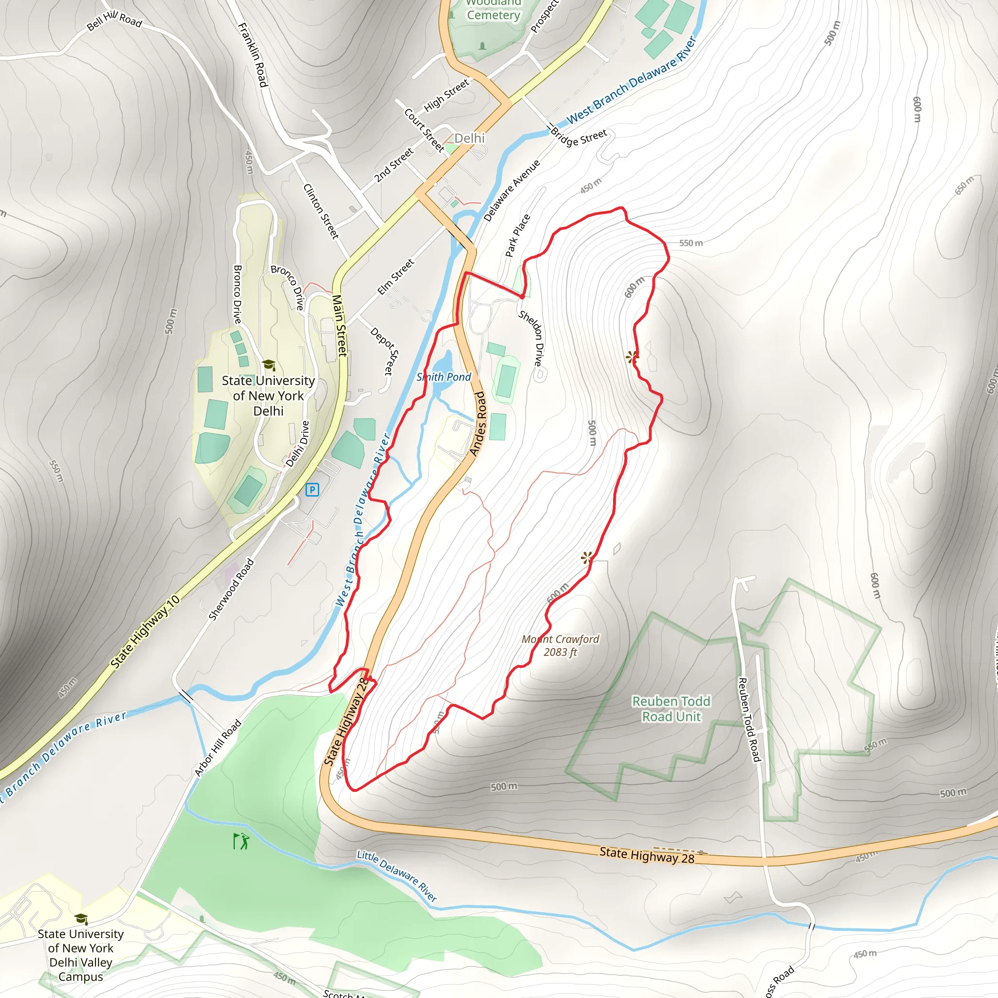 Mount Crawford and Smith Pond Loop via Gribley Trail mobile static map