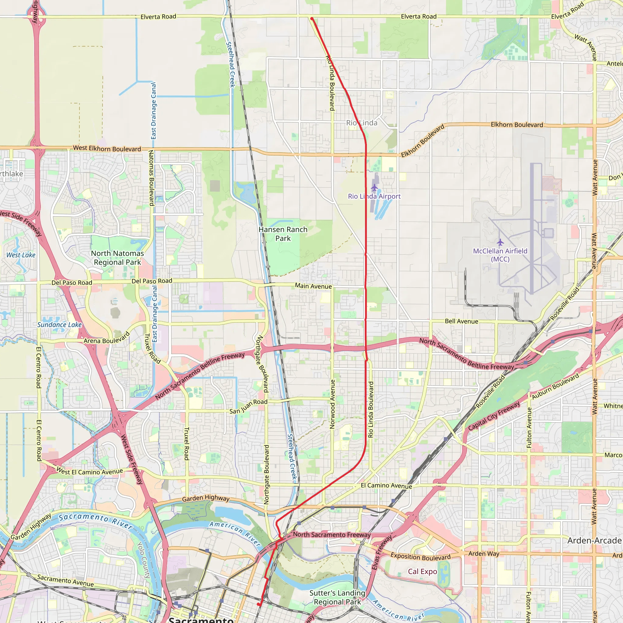 Sacramento Northern Trail mobile static map