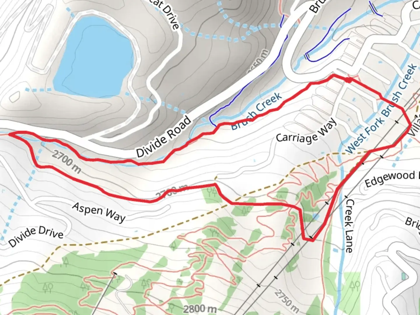 An image depicting the trail Village Bound, Sleigh Ride and Nature Loop Trail and its surrounding area.