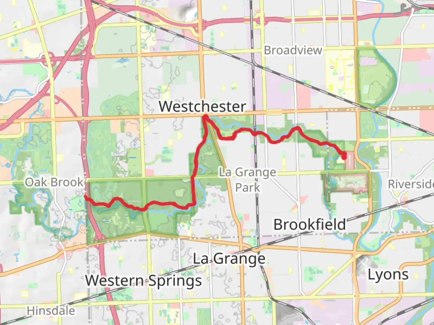 An image depicting the trail Salt Creek Greenway Red Paved Trail and its surrounding area.