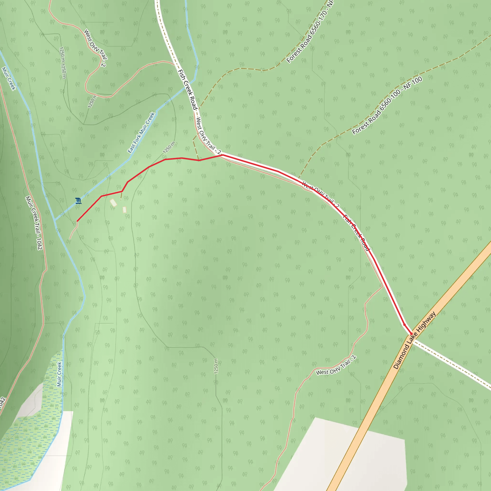 East Fork Muir Creek - Fish Creek Road mobile static map
