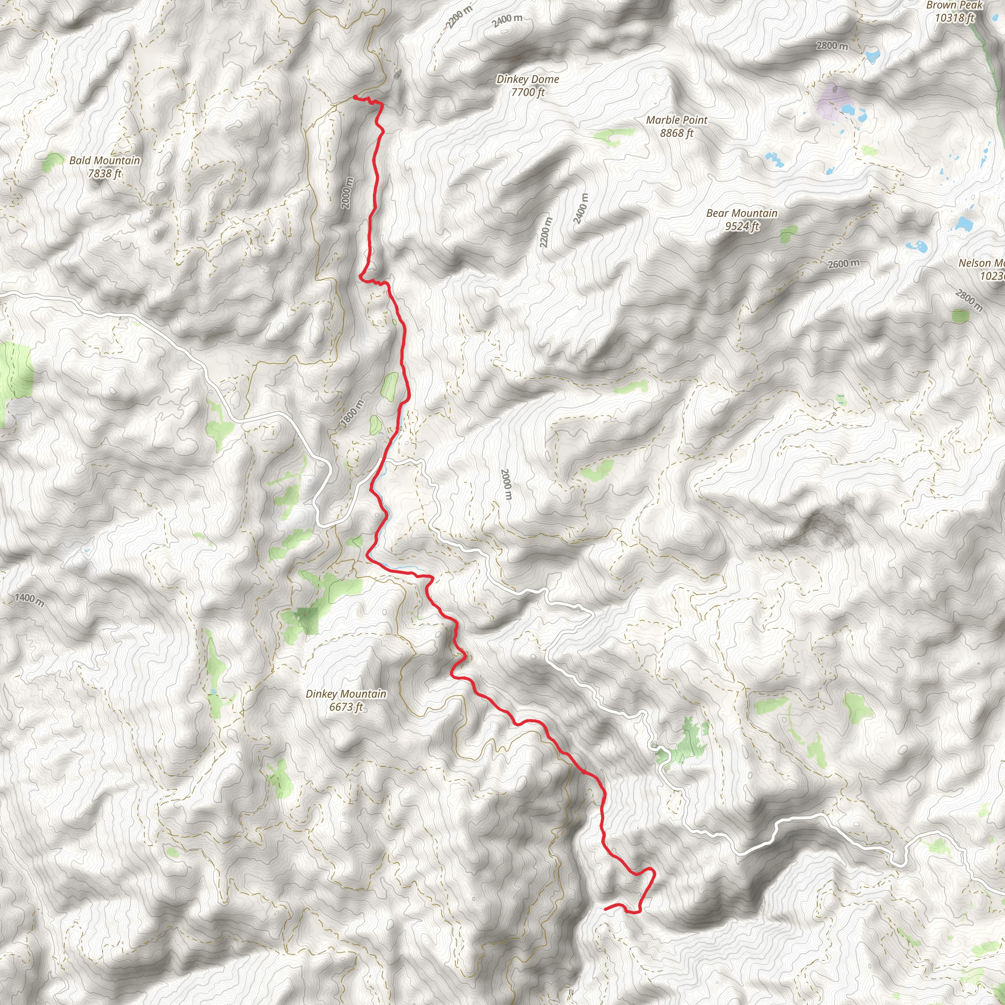 Dinkey Creek Trail mobile static map