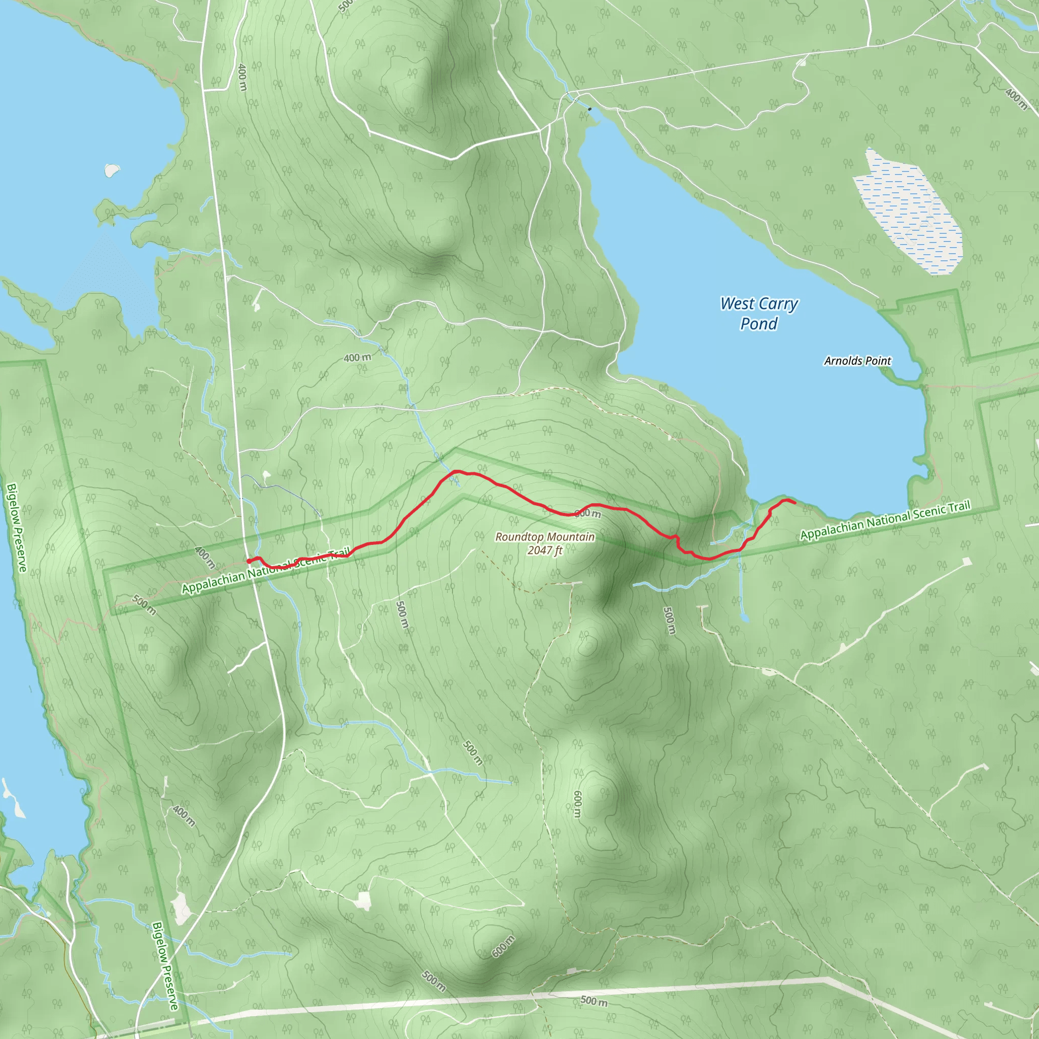 West Carry Pond Trail mobile static map