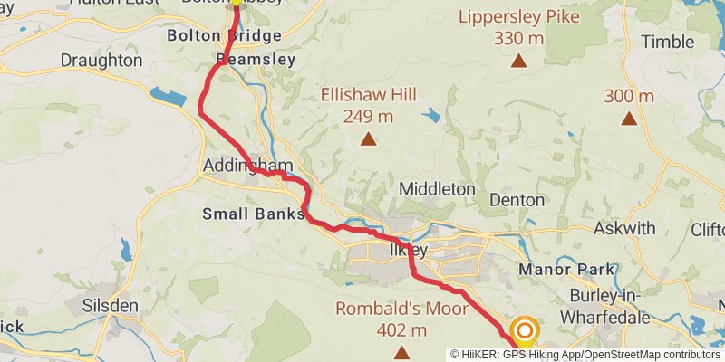 Lancaster to Ulleskelf Walk stage 5 Map