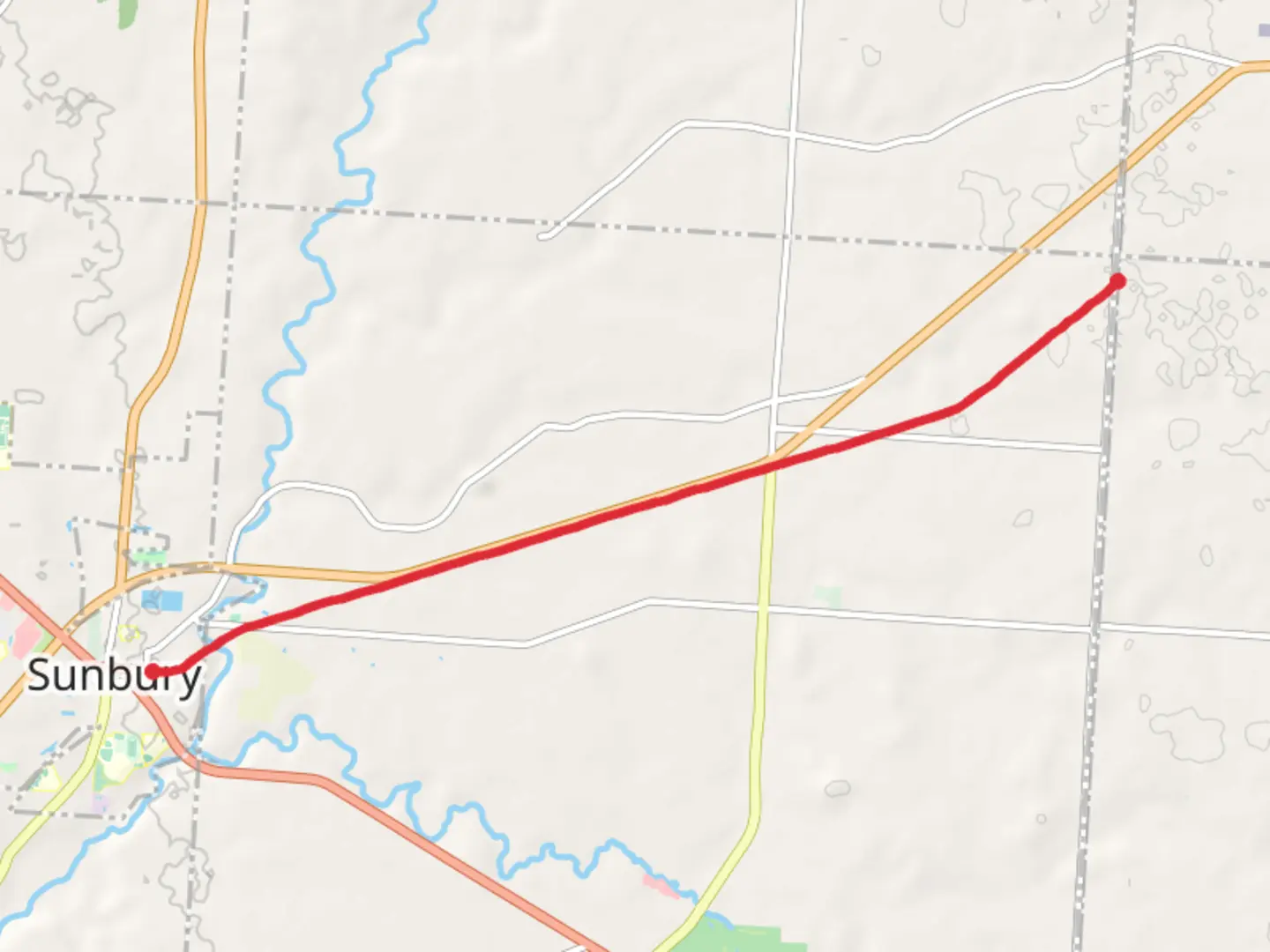 An image depicting the trail Meredith State Road Trail and its surrounding area.