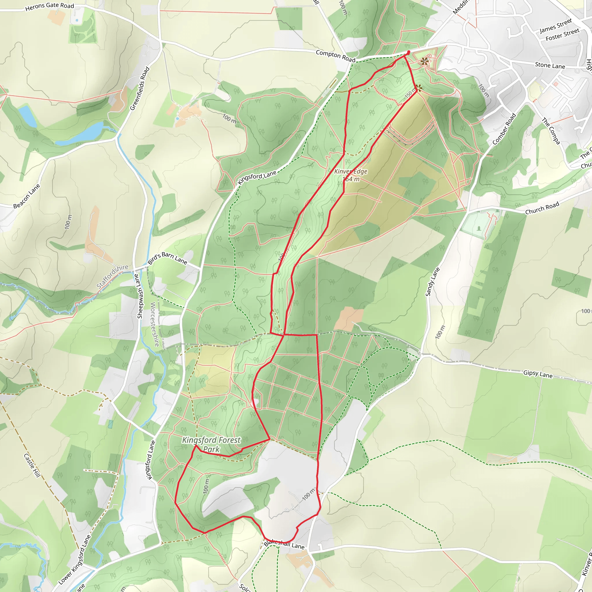 Kinver Edge Circular mobile static map