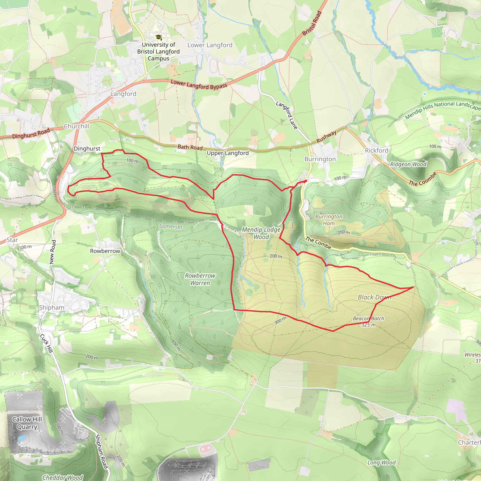 Mendip Lodge Wood and Beacon Batch Loop mobile static map