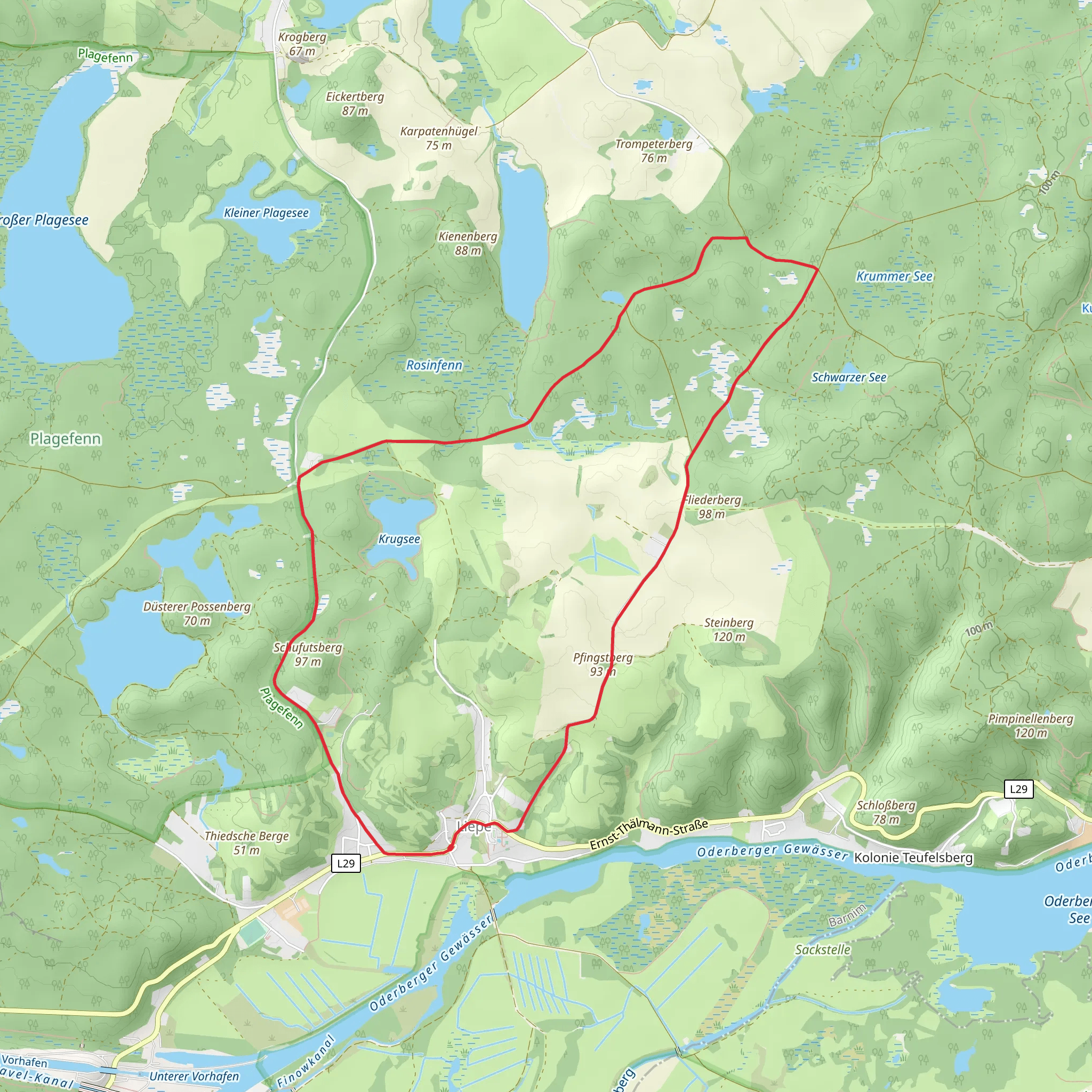 Pfingstberg and Krugsee Loop via Neue Parsteiner Straße mobile static map