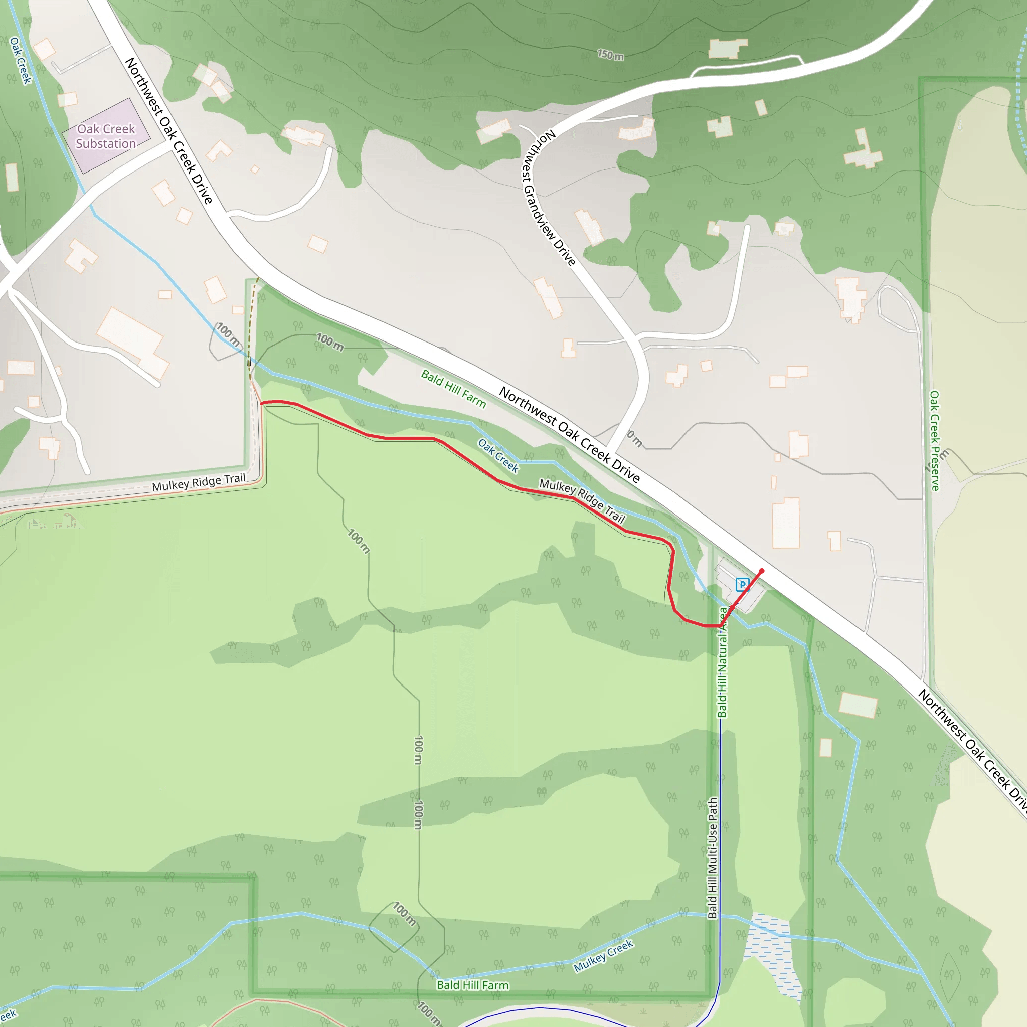 Mulkey Ridge Trail via Oak Creek mobile static map