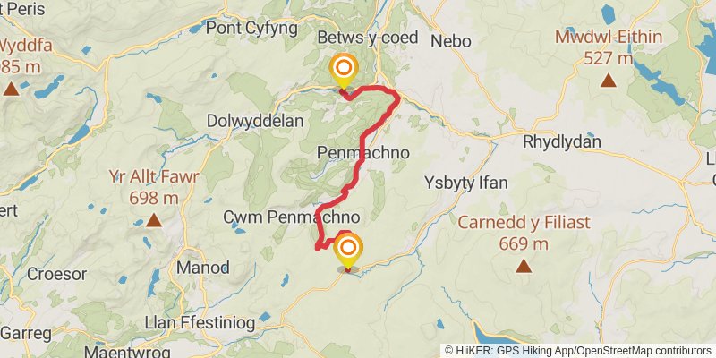 Conwy Valley Way stage 5 Map