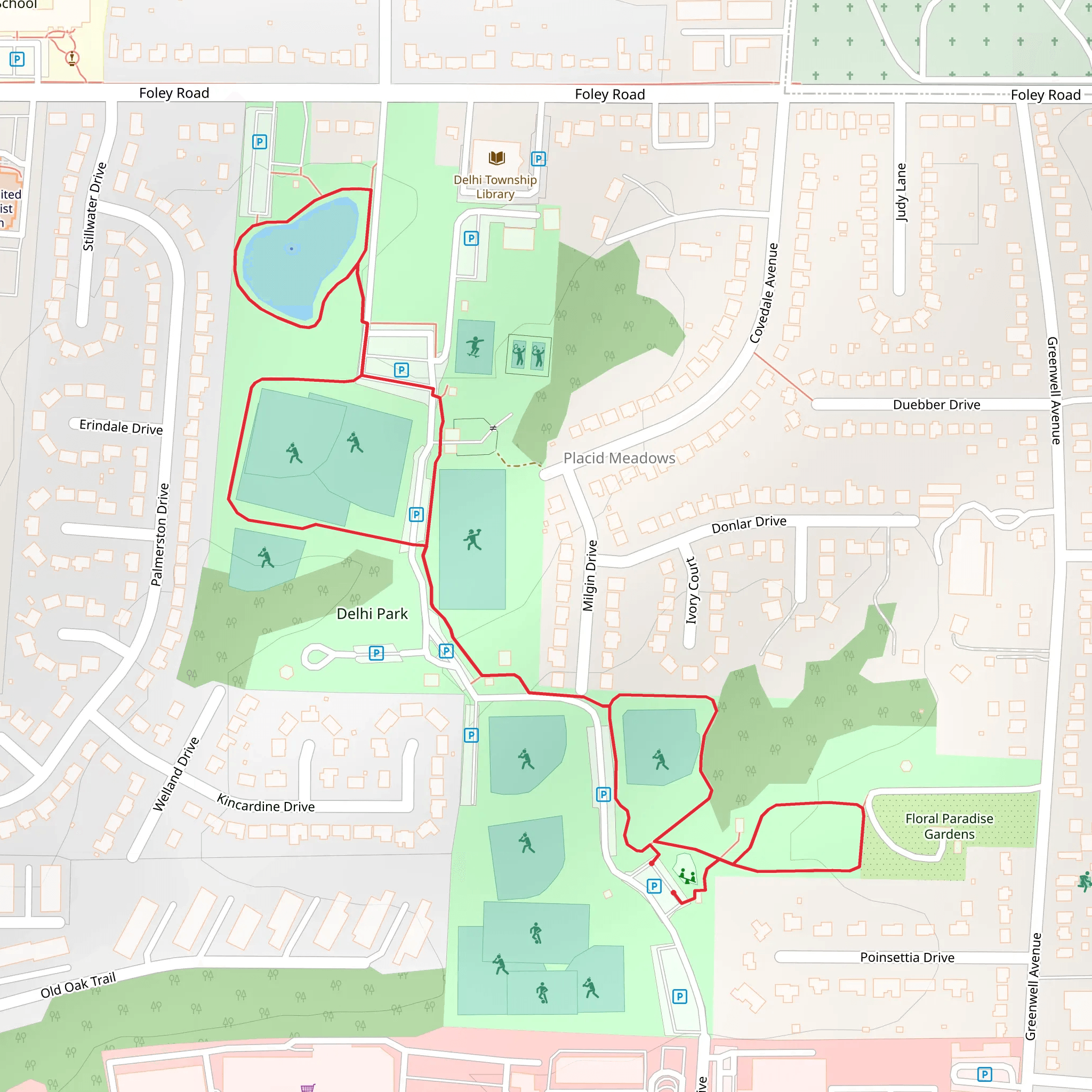 Delhi Park Loop Walk mobile static map