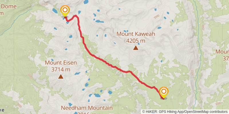 Crescent Meadows to Whitney Portal stage 3 Map