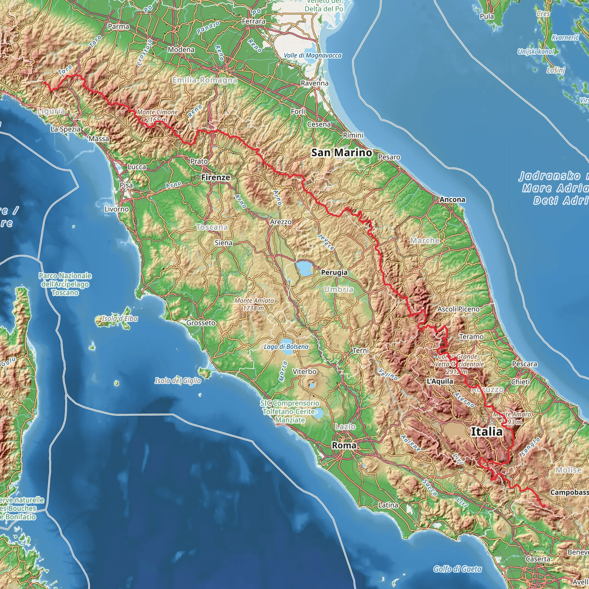 Sentiero Italia - Apennines Section mobile static map
