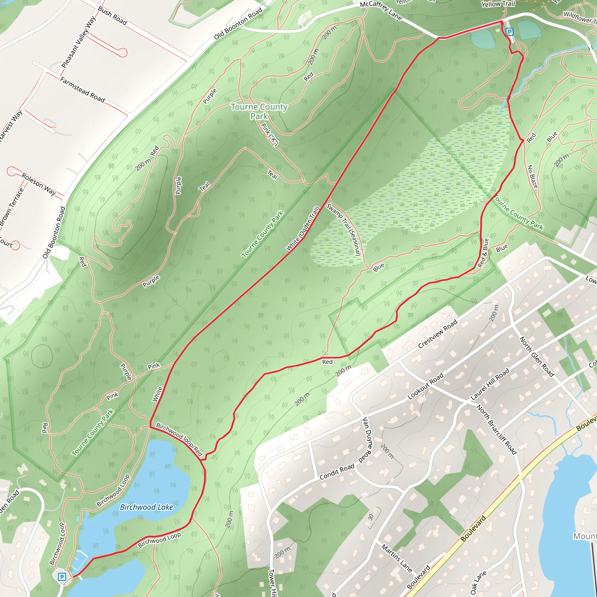 Birchwood Lake - White and Red Loop Trail mobile static map