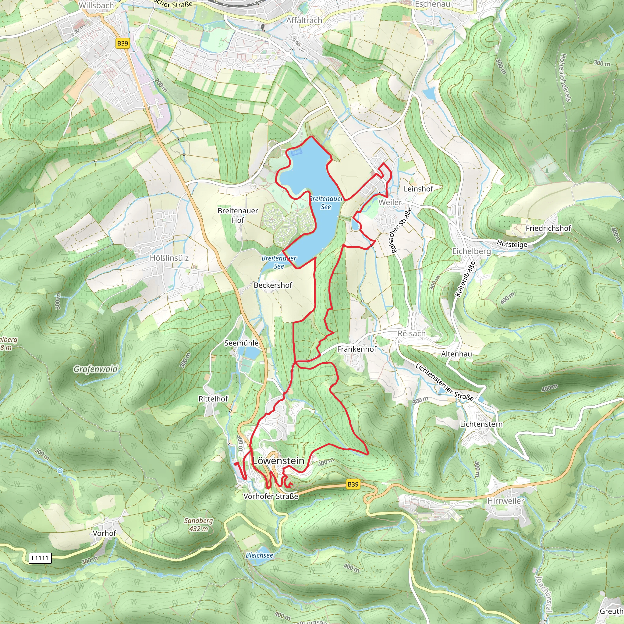 Breitenauer See Loop via Von Wasser und Wein mobile static map