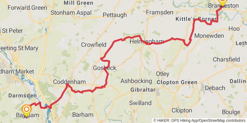 Flatford to Lowestoft Walk stage 5 Map