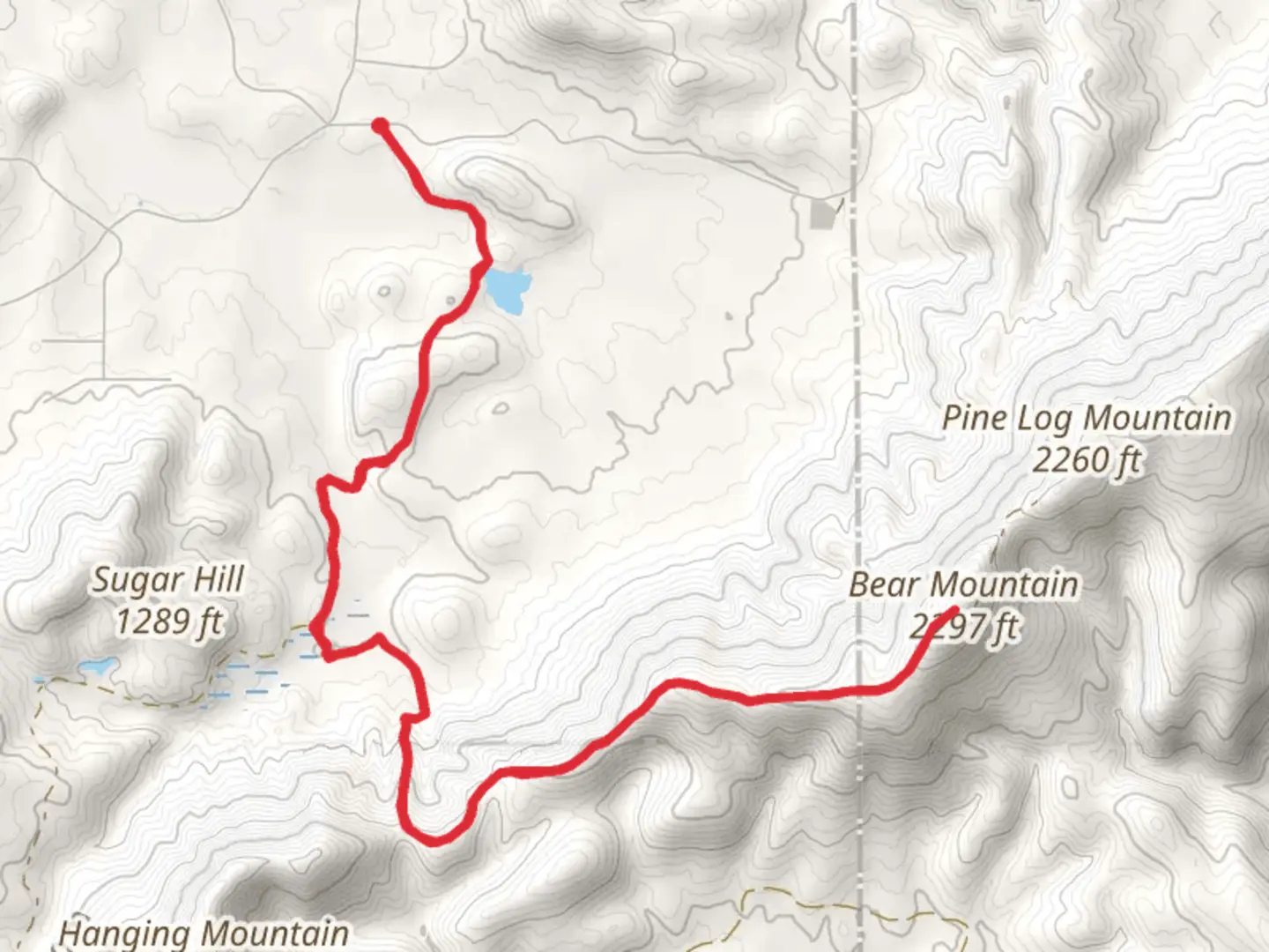 An image depicting the trail Bear Mountain from East Valley Road and its surrounding area.