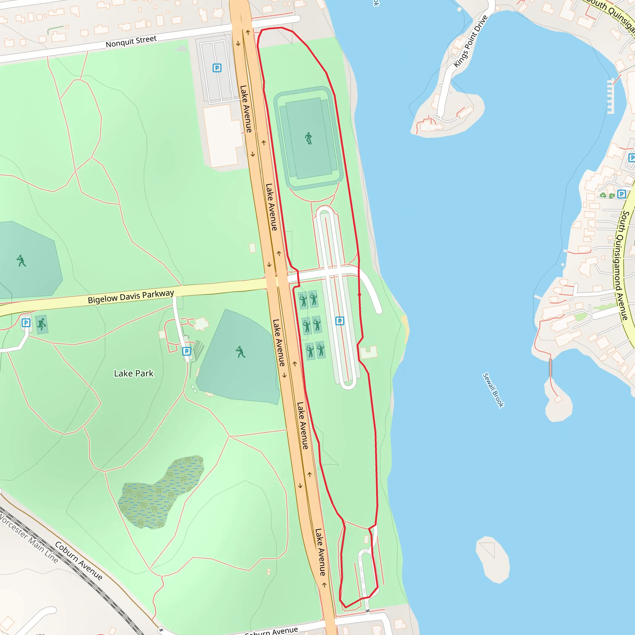 Quinsigamond State Park Loop Trail mobile static map