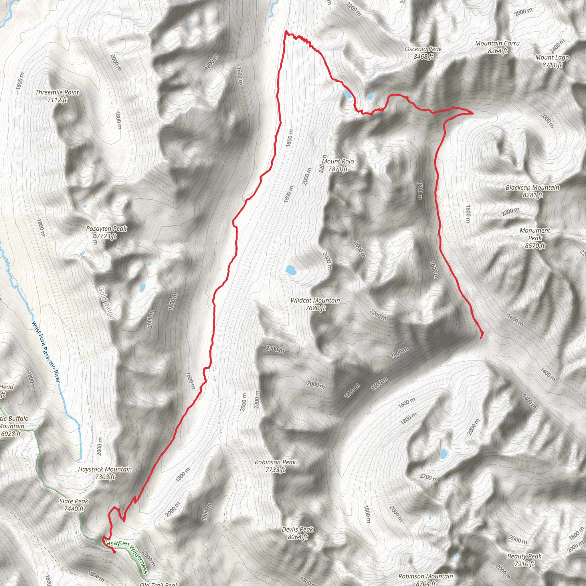 Eureka Creek Trail via Robinson Creek - Middle Fork Trail mobile static map