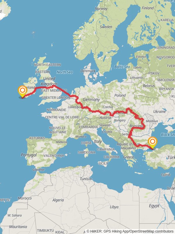 E8 European Long Distance Path mobile static map