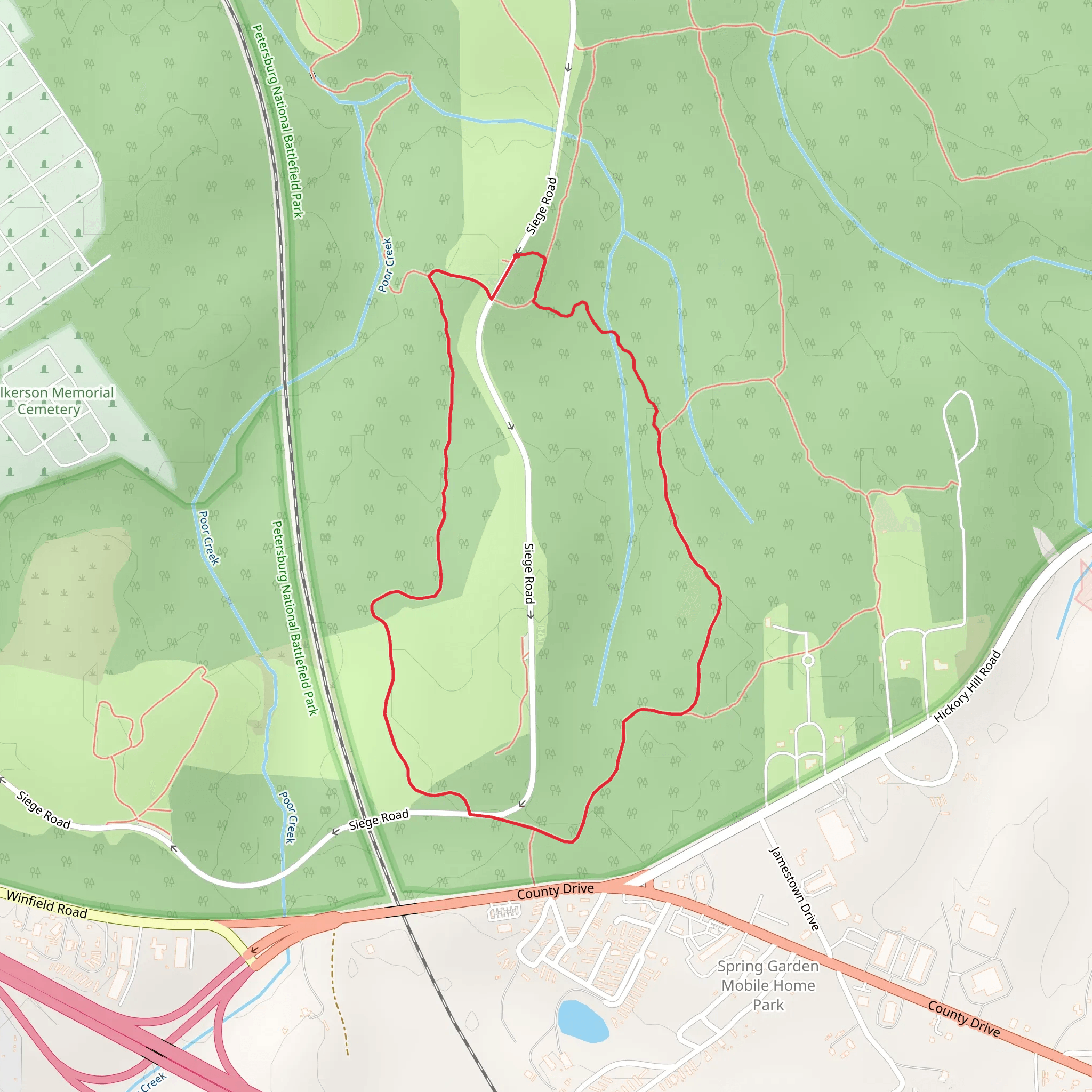Siege Road via Poor Creek Loop mobile static map