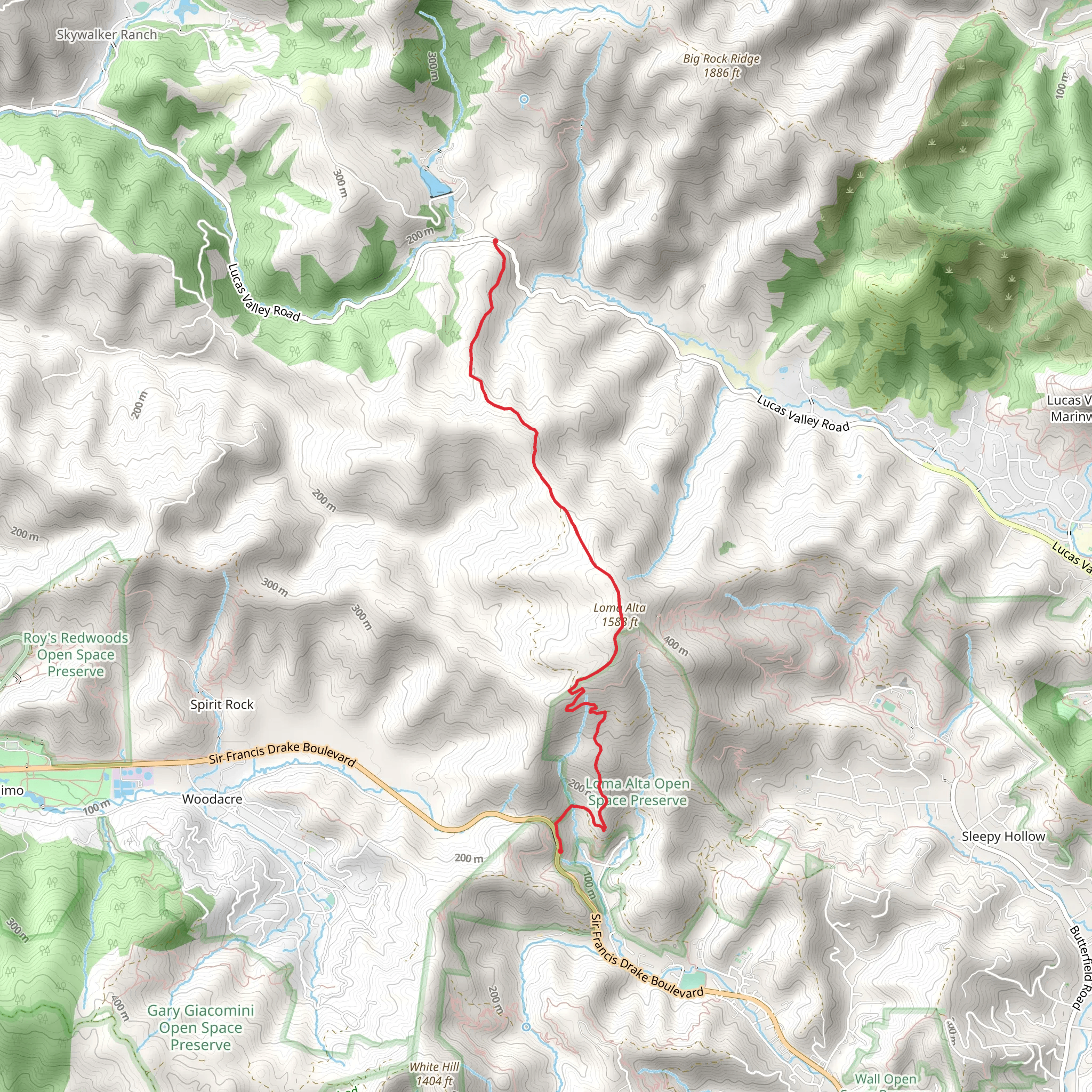 Loma Alta via Bay Area Ridge Trail Point to Point mobile static map
