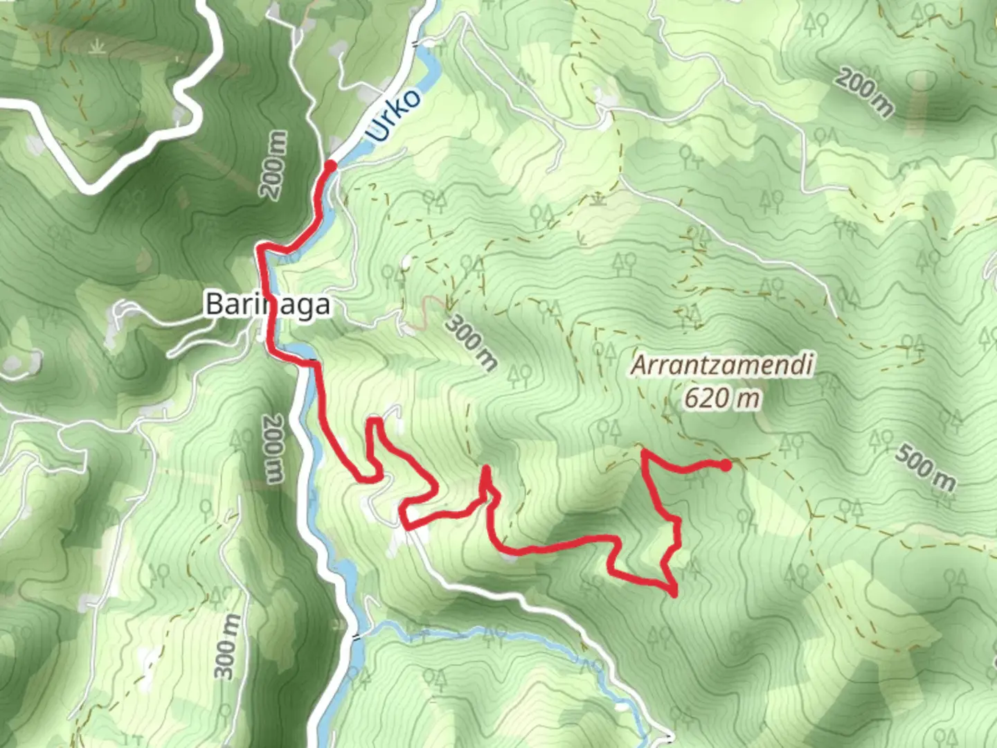An image depicting the trail Barinaga Variant PR BI 23 -1 and its surrounding area.