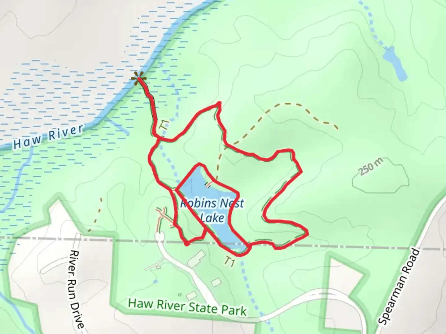 An image depicting the trail Robins Nest Lake - Piedmont Loop Trail and its surrounding area.