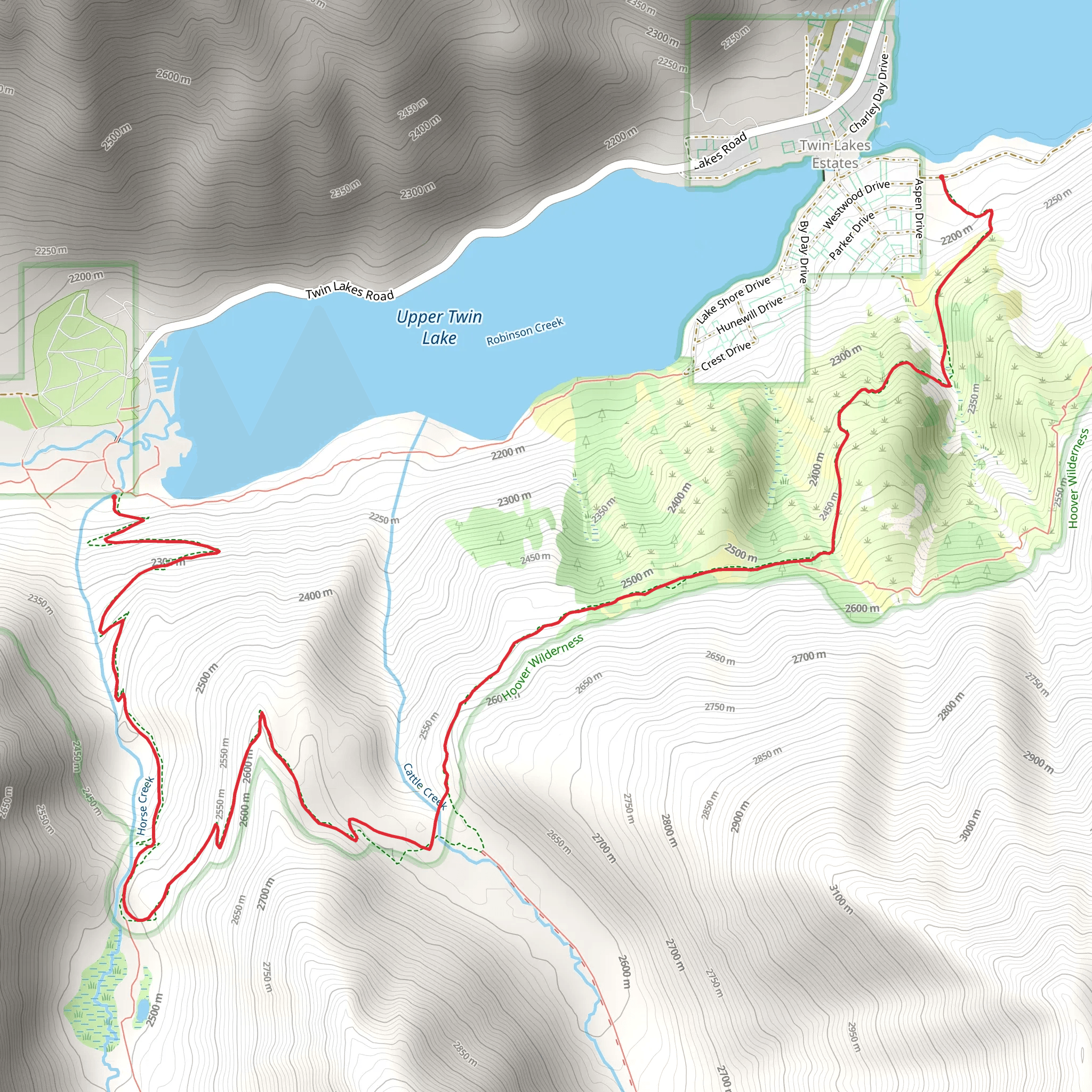 Horse and Cattle Creek Trail mobile static map