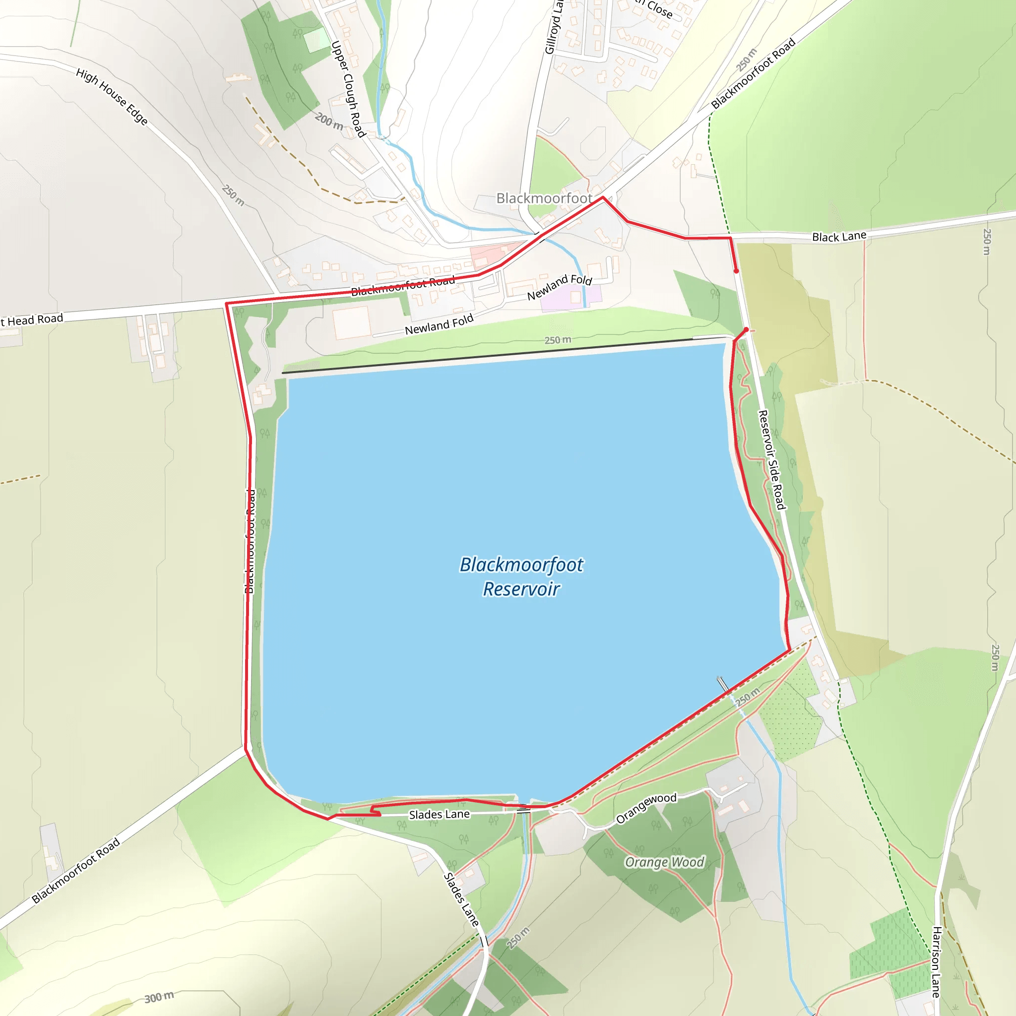 Blackmoorfoot Reservoir Walk mobile static map