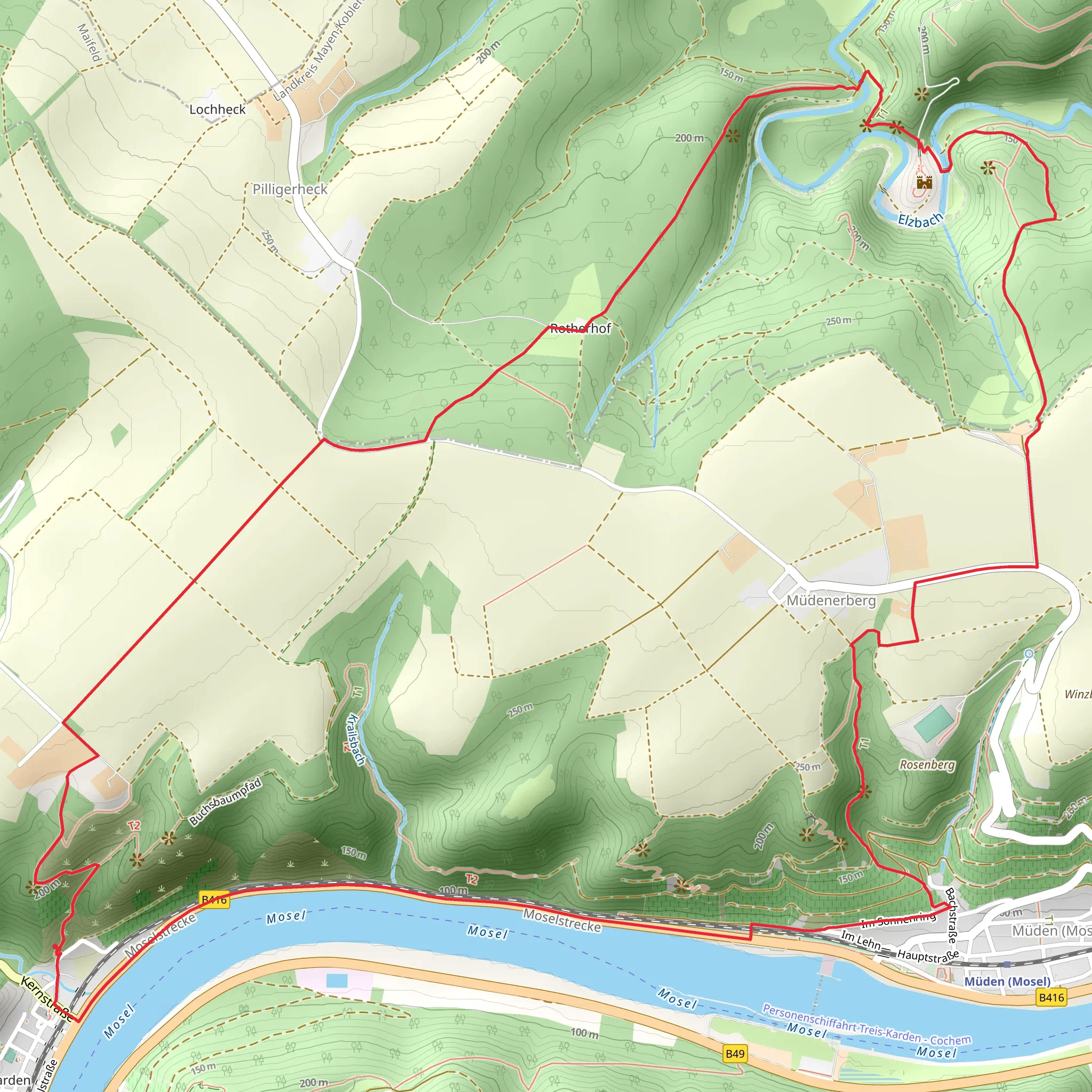 Mosel and Trutzeltz Castle via Moselsteig mobile static map
