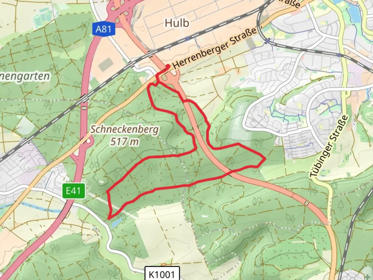 An image depicting the trail Stelzenhau Brandt Loop - Boblingen and its surrounding area.