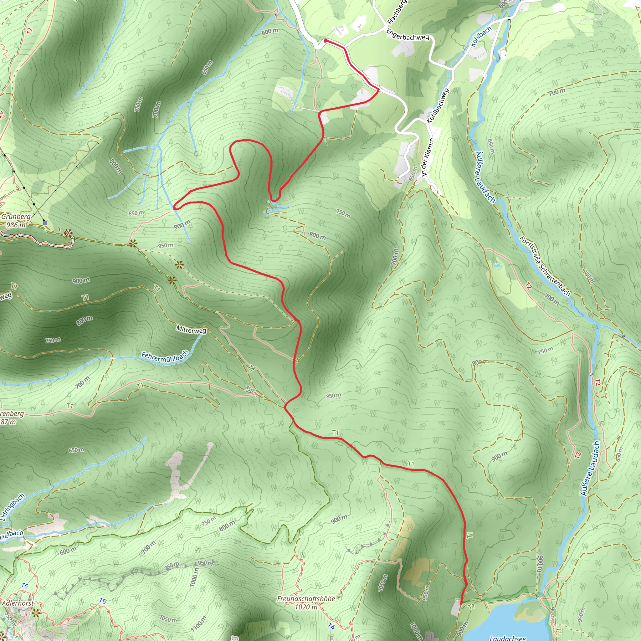 Franzl im Holz to Lake Laudachsee mobile static map