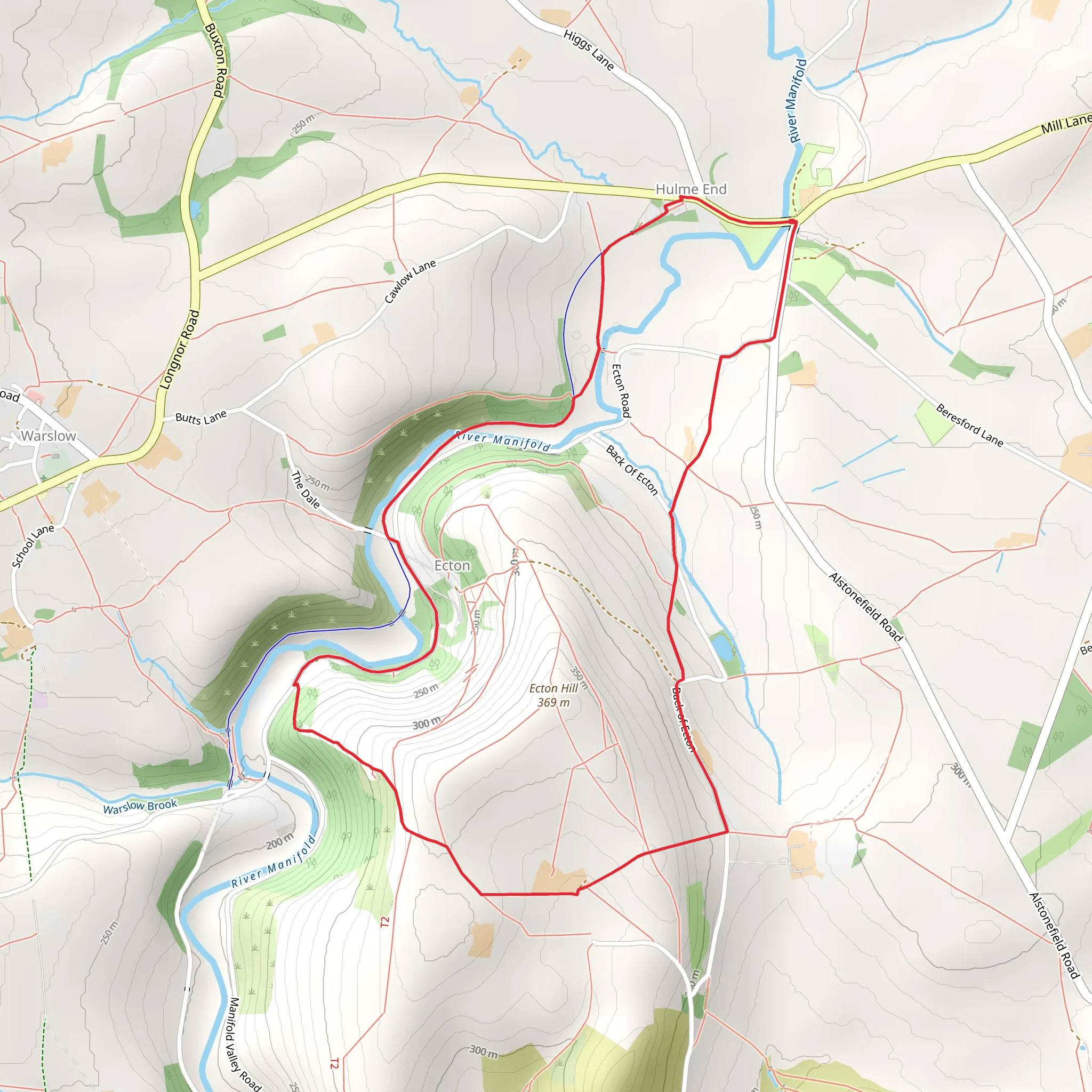 Ecton and Manifold Way mobile static map