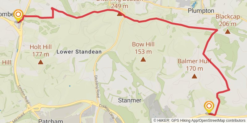 South Downs Way - Washington to Eastbourne stage 2 Map